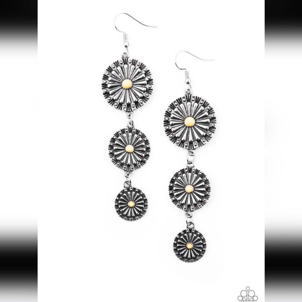 Festively Floral Yellow Earrings Dangling Fashion Jewelry Paparazzi